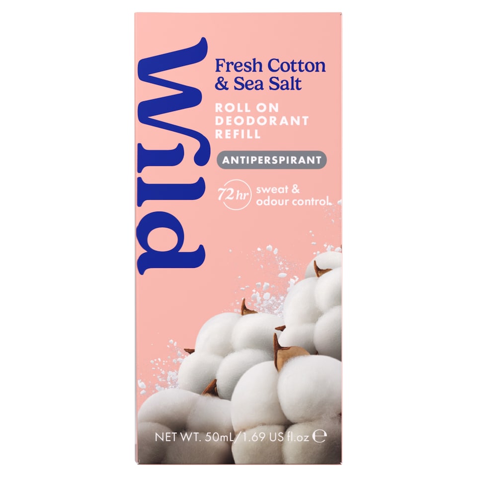 Wild Fresh Cotton & Sea Salt Roll On Deodorant Refill Antiperspirant 50ml