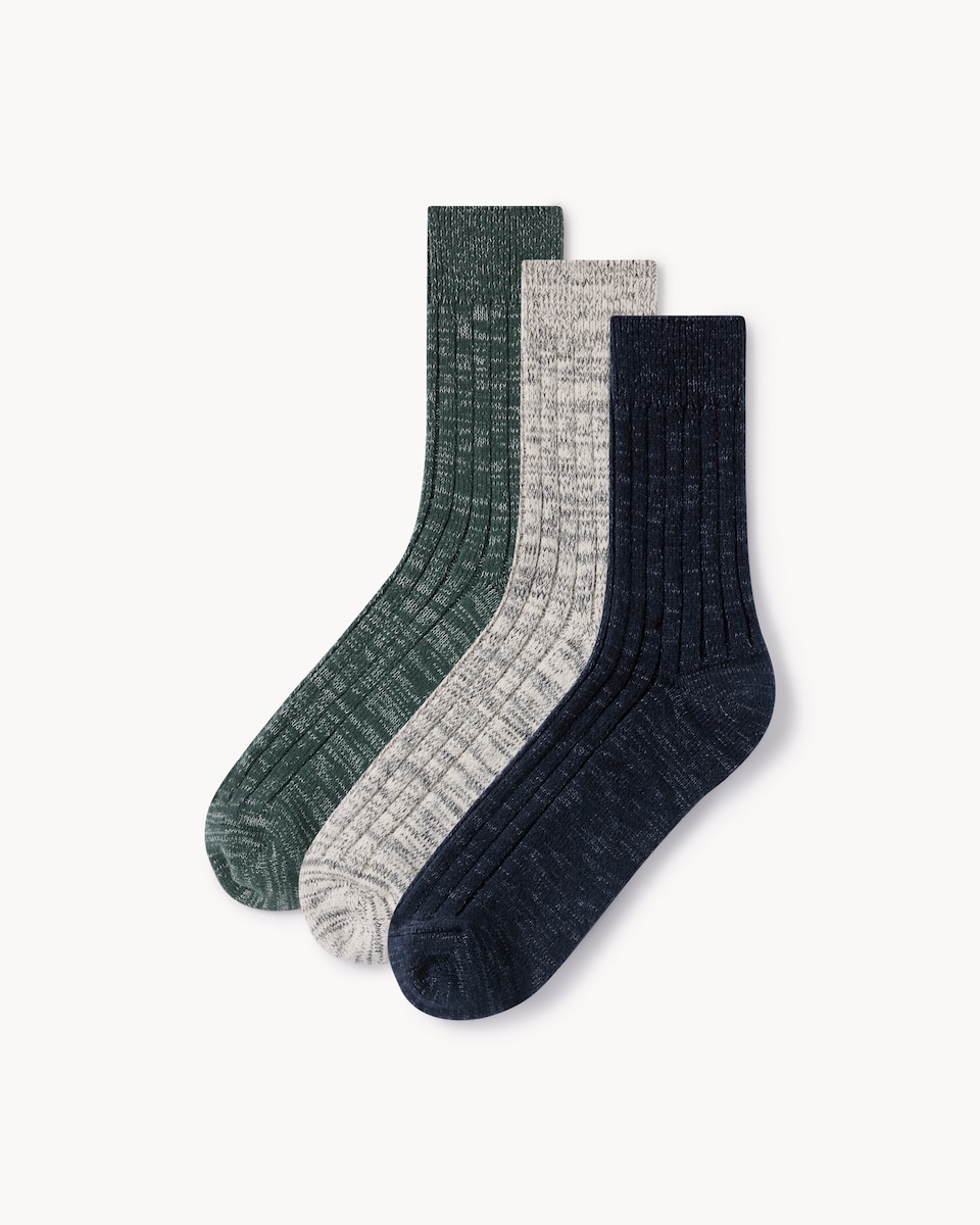 F&F 3-Pack Ribbed Cosy Socks in Multi
