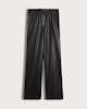 image 4 of The F&F Edit Faux Leather Wide Leg Drawstring Joggers in Black