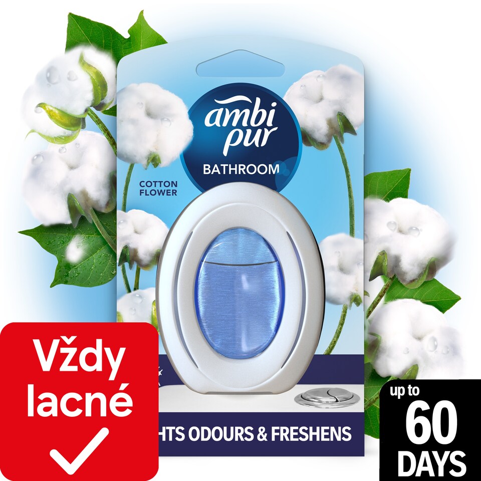 obrázok 1 z Ambi Pur Bathroom Cotton Fresh,Nepretržitý Osviežovač Vzduchu,Odstránenie A Prevencia Zápachu,1Kusov