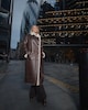 image 1 of The F&F Edit Double-Breasted Shearling Coat in Brown