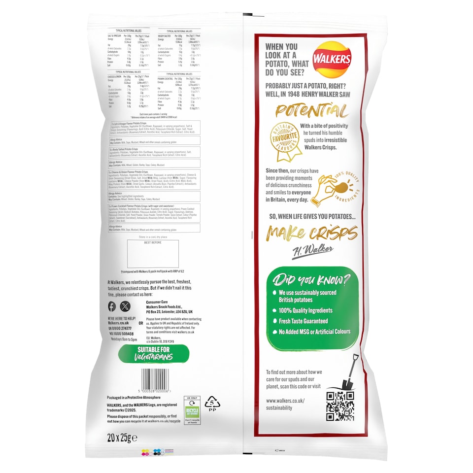 image 1 of Walkers Classic Variety Multipack Crisps 20x25g