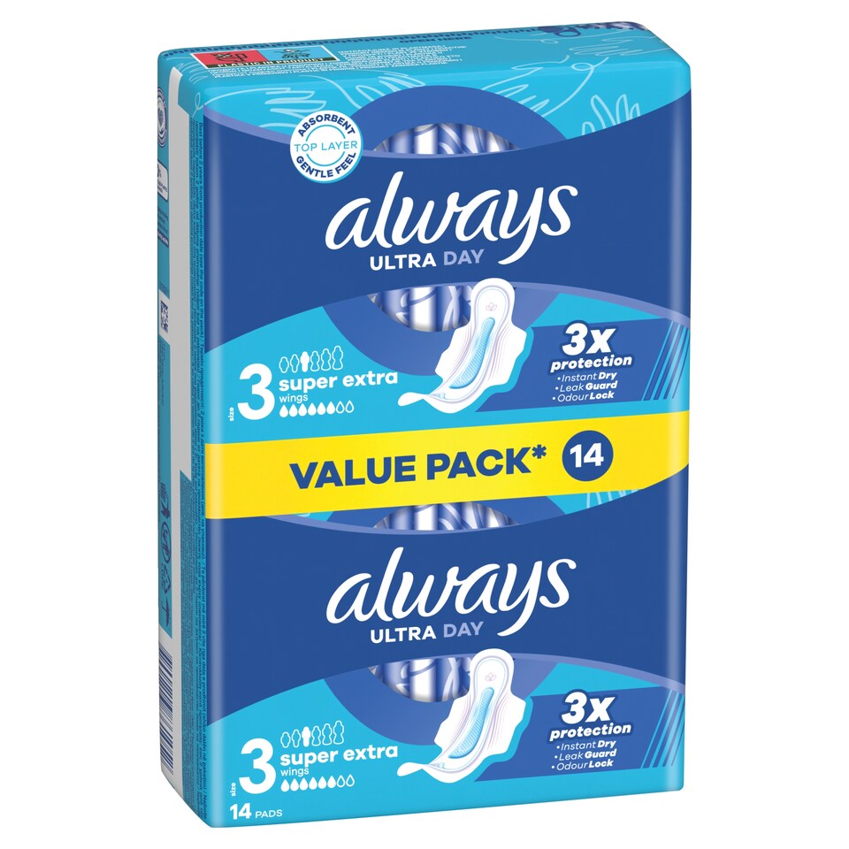 image 1 of Always Ultra Sanitary Towels Super Extra (Size 3) Wings x 14 Pads