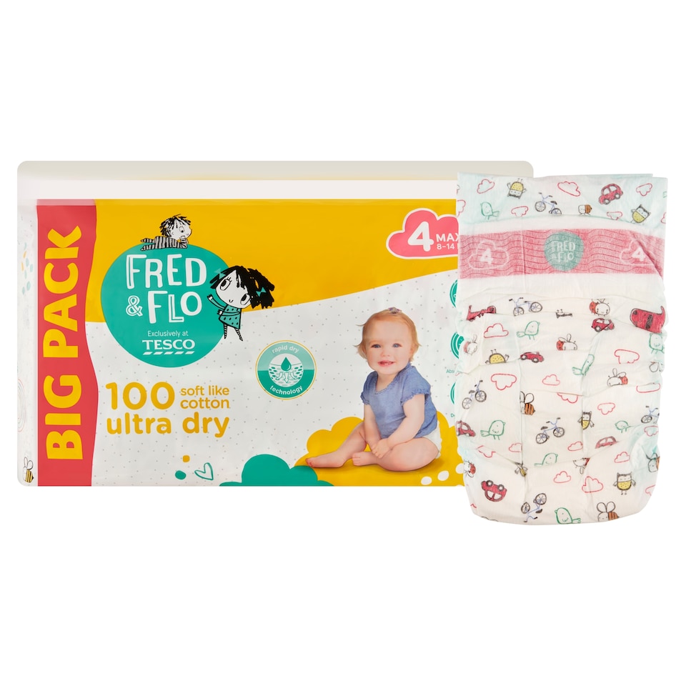 obrázok 1 z Fred & Flo Ultra Dry plienky Maxi 4 8-14 kg 100 ks