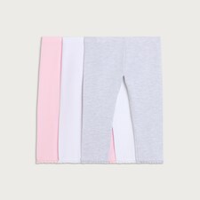 F&F Girls 3-Pack Cotton Rich Frill Hem Leggings in Multi