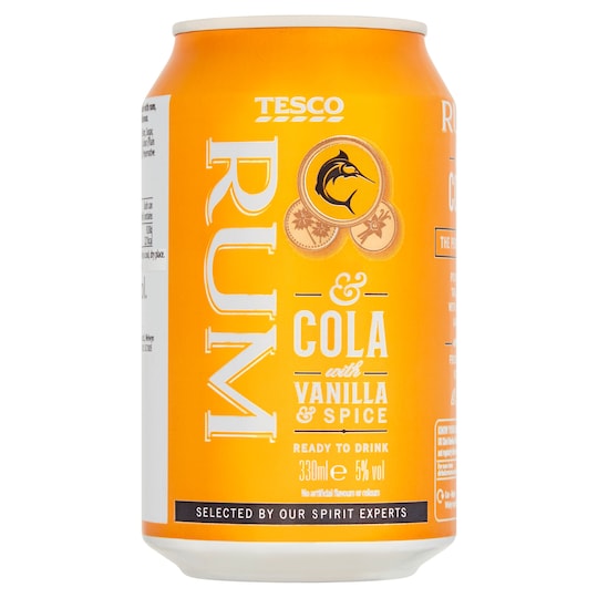 Tesco Spiced Rum & Cola 330Ml Tesco Groceries