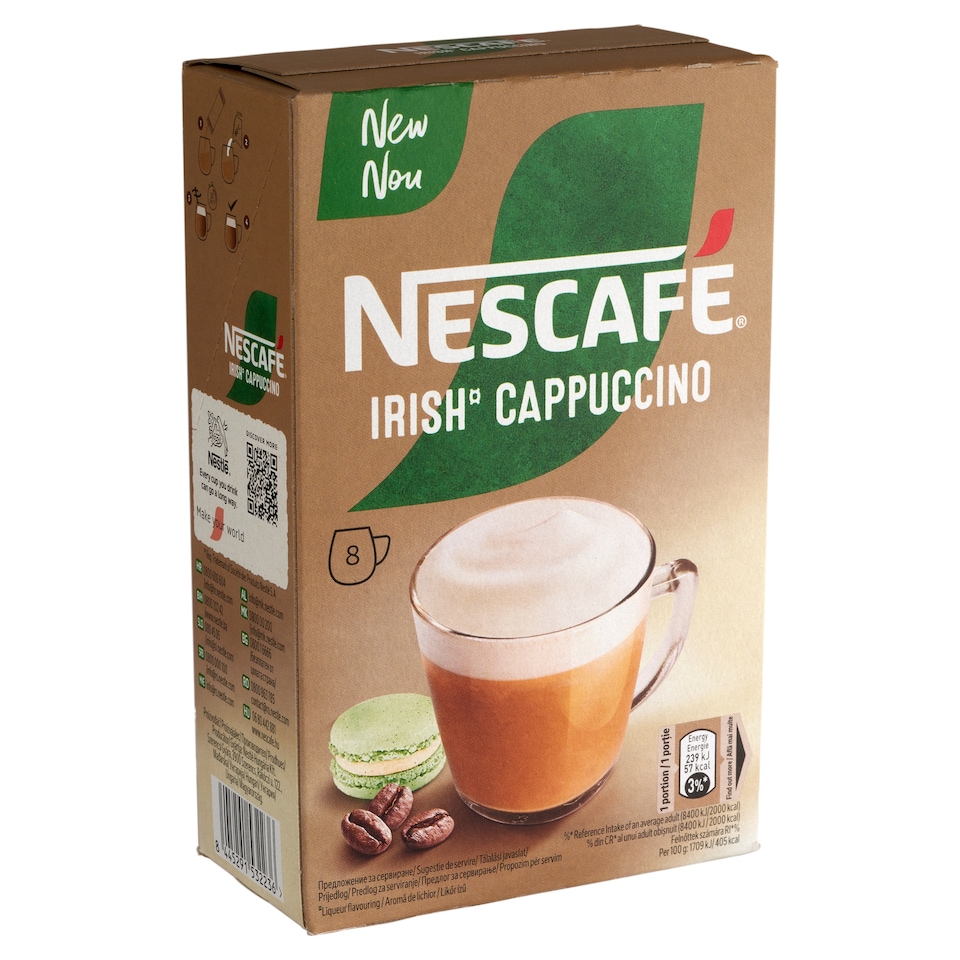 NESCAFÉ Irish Cappuccino Liqueur Flavoured Instant Coffee Specialty 8 x 14 g (112 g)