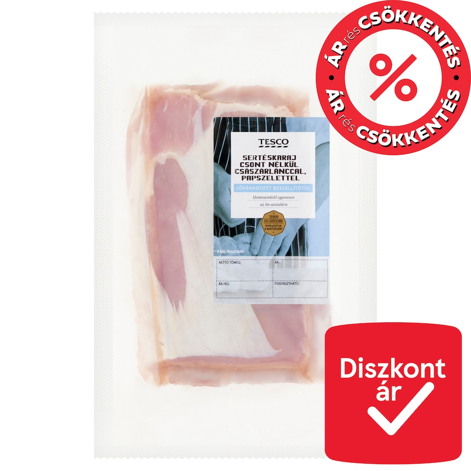 Tesco sertéskaraj csont nélkül császárlánccal, papszelettel 