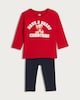image 1 of F&F Baby 2-Piece Cotton Rich Beary Christmas Top and Leggings in Red
