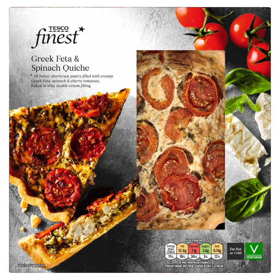 Tesco Finest Feta, Spinach & Cherry Tomato Quiche 400g