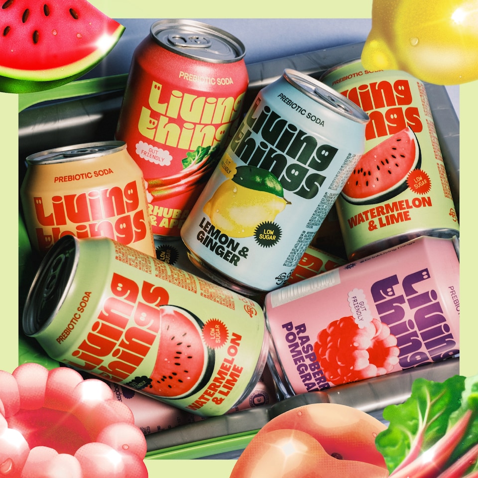 image 1 of Living Things Watermelon & Lime Soda 4x 330ml
