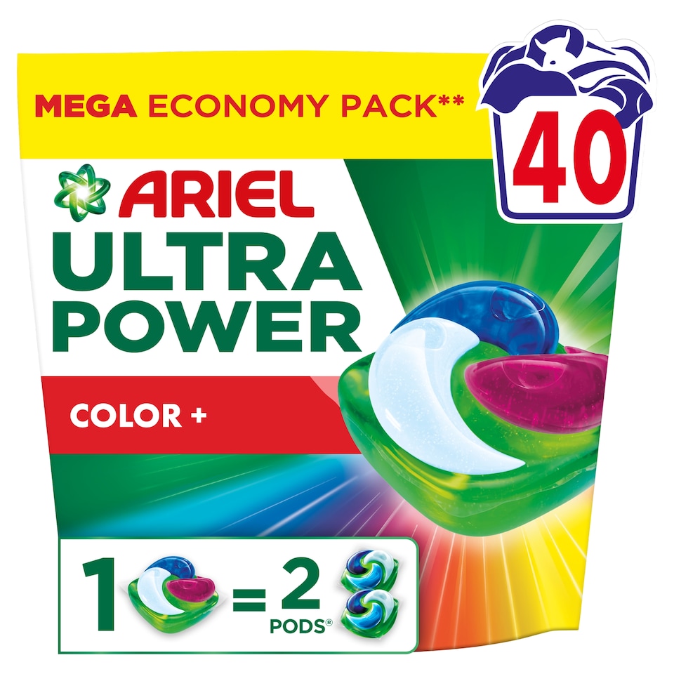 Obrázek 1 pro produkt Ariel ULTRA POWER PODS, Kapsle Na Praní S Tekutým Pracím Prostředkem, 40 Praní, Color+