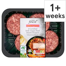 Tesco Finest 4 Certified Irish Angus Beef Smash Burgers 400g