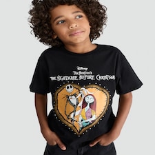 Disney The Nightmare Before Christmas Print Pure Cotton T-Shirt in Black