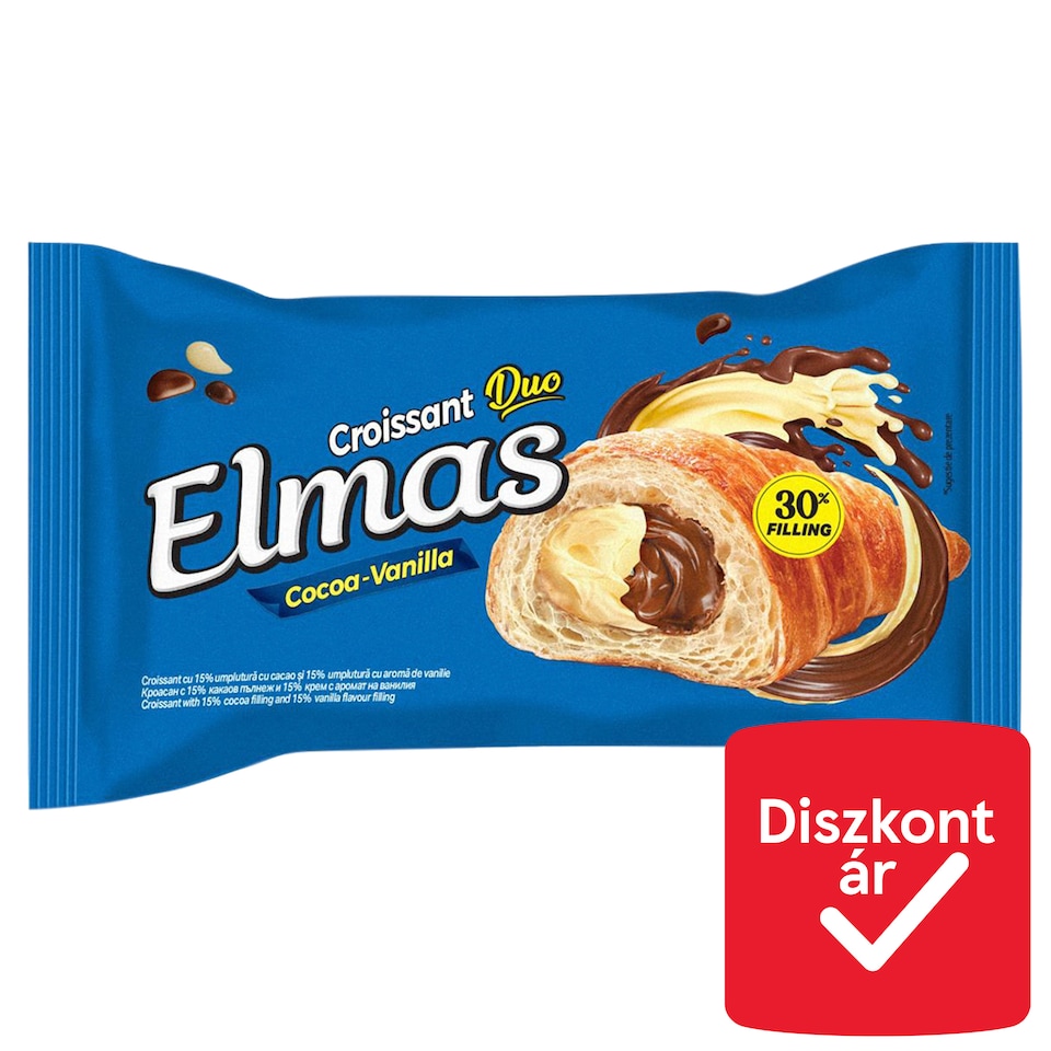 Elmas Duo Croissant with Cocoa & Vanilla Flavour Fillings 60 g