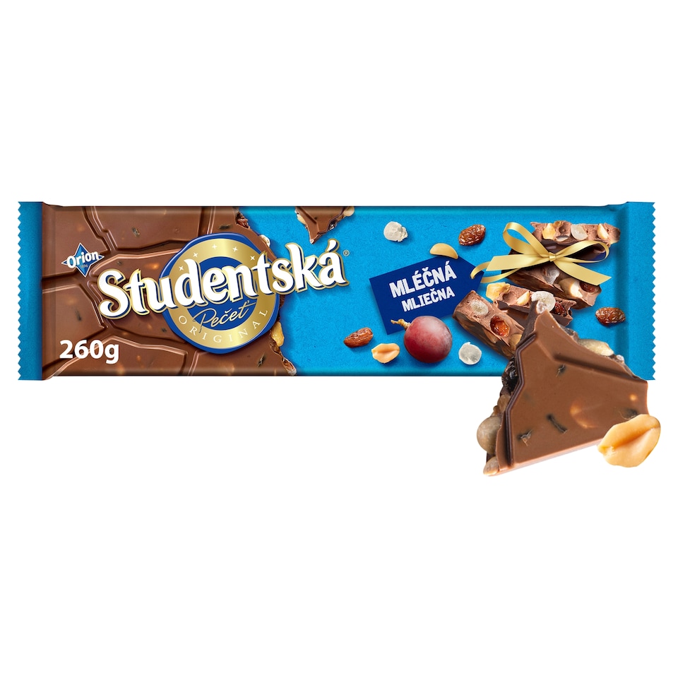 ORION ŠTUDENTSKÁ PEČAŤ Milk Chocolate with Peanuts, Raisins and Jelly 260 g