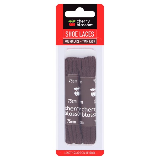 Cherry Blossom Round Shoe Laces Twin Pack Brown 75Cm Tesco Groceries
