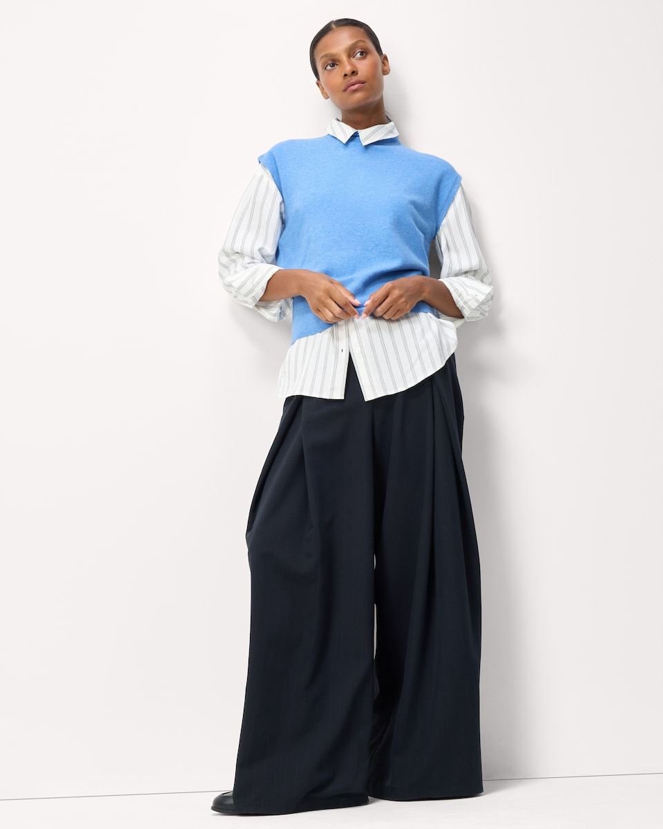 image 1 of The F&F Edit Knitted High Neck Sleeveless Jumper in Blue