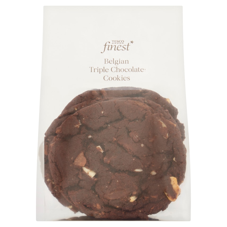 image 1 of Tesco Finest Belgian Triple Chocolate Cookies 4 Pack