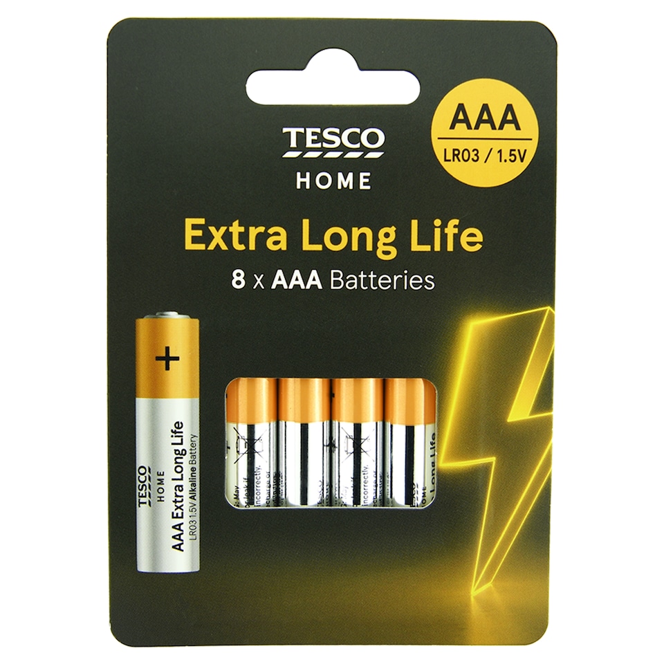 Tesco Extra Long Life AAA 8 Pack