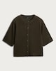 image 4 of F&F Button Front Short Sleeved Top in Olive
