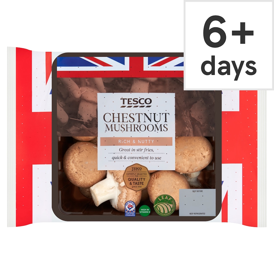 Tesco Family Pack Chestnut Vitamin D Mushrooms 485G