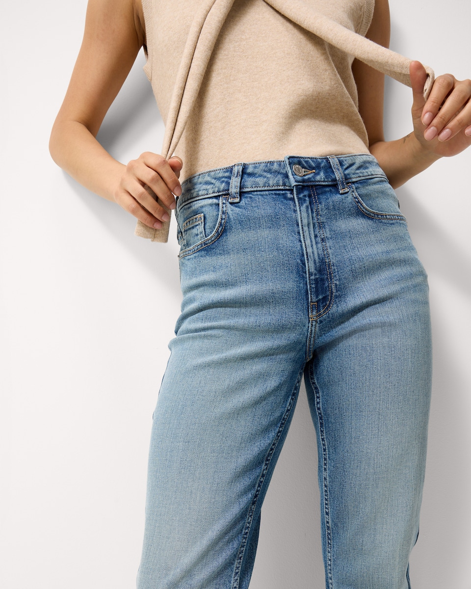 image 1 of F&F Mid Rise Bootcut Jeans in Blue