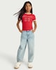 image 1 of F&F Girls Cotton Rich England Flag Embellished T-Shirt in Red