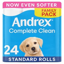 Andrex Complete Clean Toilet Tissue 24 Standard Rolls