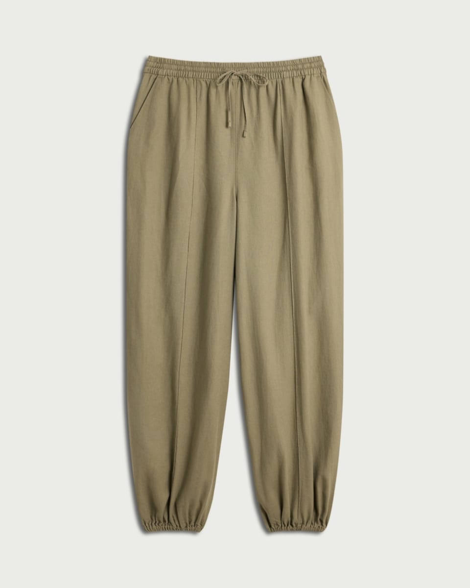 image 1 of F&F Linen Rich Balloon Trousers in Khaki