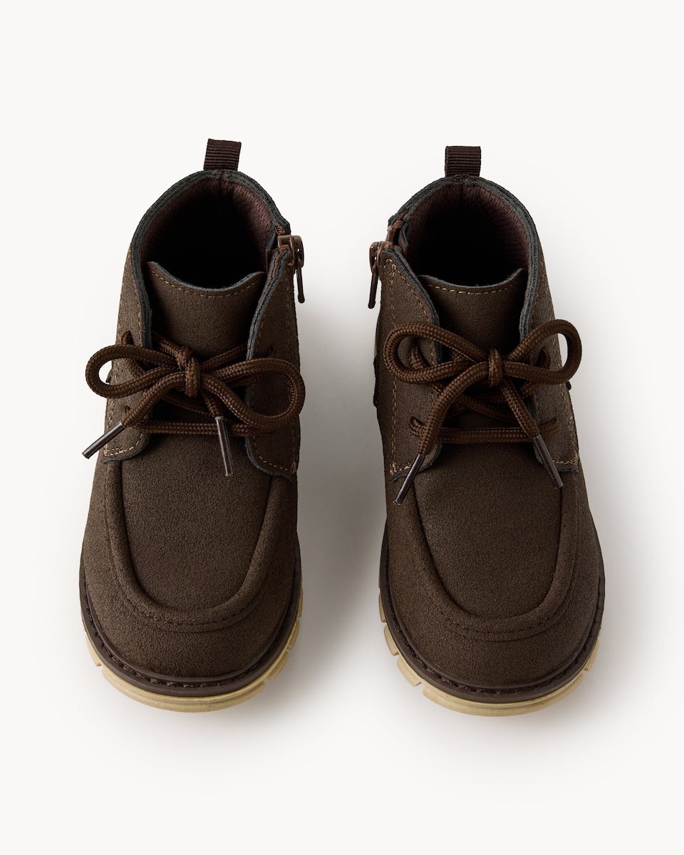 image 1 of F&F Boys Faux Suede Desert Boots in Brown