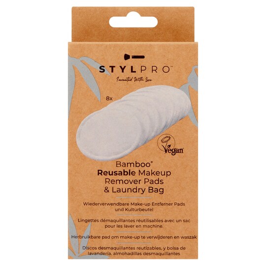 Stylpro Reusable Make Up Remover Pads & Laundry Bag 8 Pack Tesco Groceries