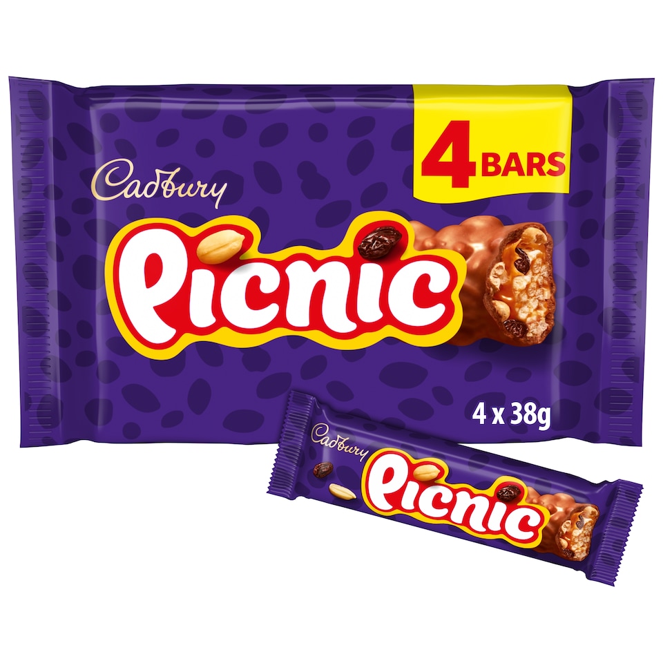 Cadbury Picnic Chocolate Bar 4 Pack Multipack 152g