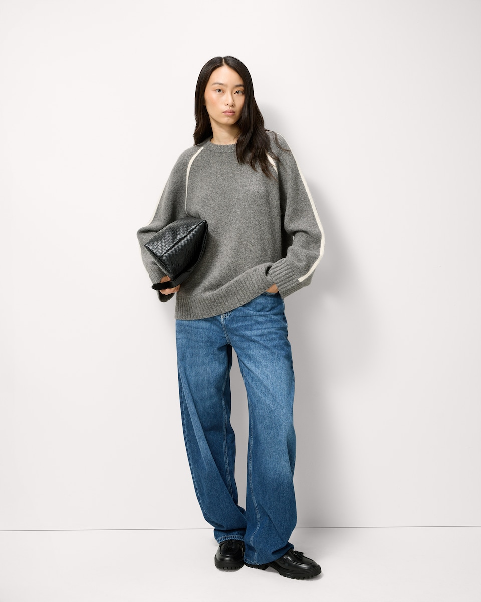 image 1 of F&F Tipped Knitted Jumper with Wool in Grey