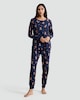 image 2 of F&F Pure Cotton Teddy Bear Print Top and Joggers Pyjamas in Navy