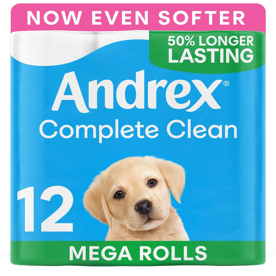 image 1 of Andrex Complete Clean Toilet Tissue Mega Rolls 12 Pack