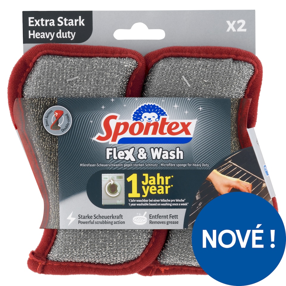 Obrázek 1 pro produkt Spontex Flex & Wash Heavy Duty houba 2 ks