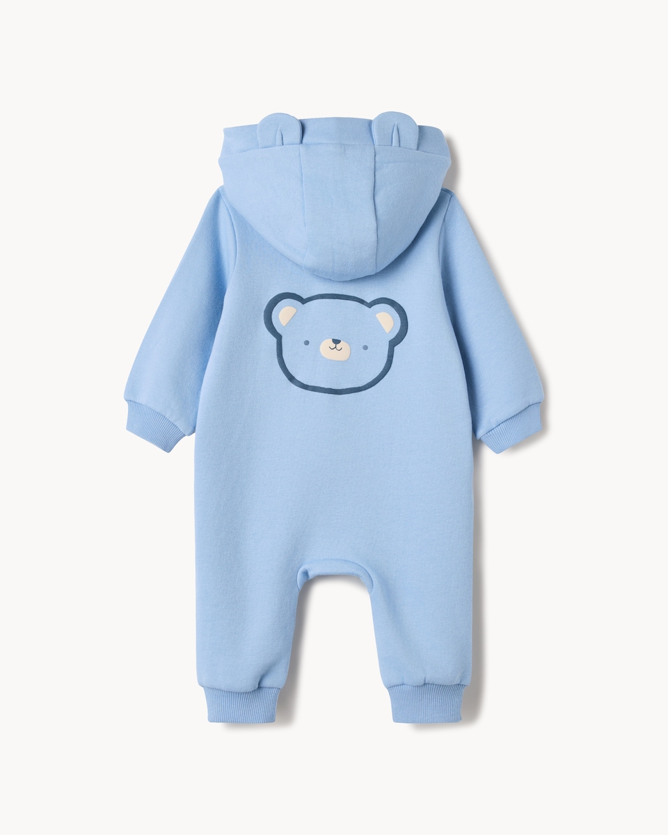 image 1 of F&F Baby Cotton Rich Bear All-in-one in Blue