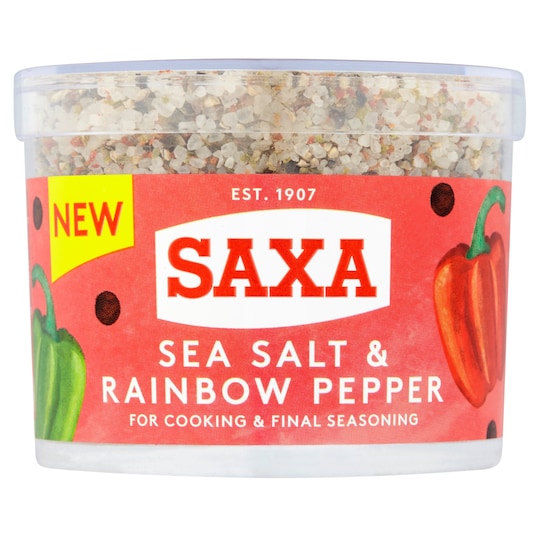Saxa Sea Salt And Rainbow Pepper 90G Tesco Groceries