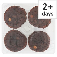 Tesco Soft & Fluffy Triple Chocolate Muffins 4 Pack