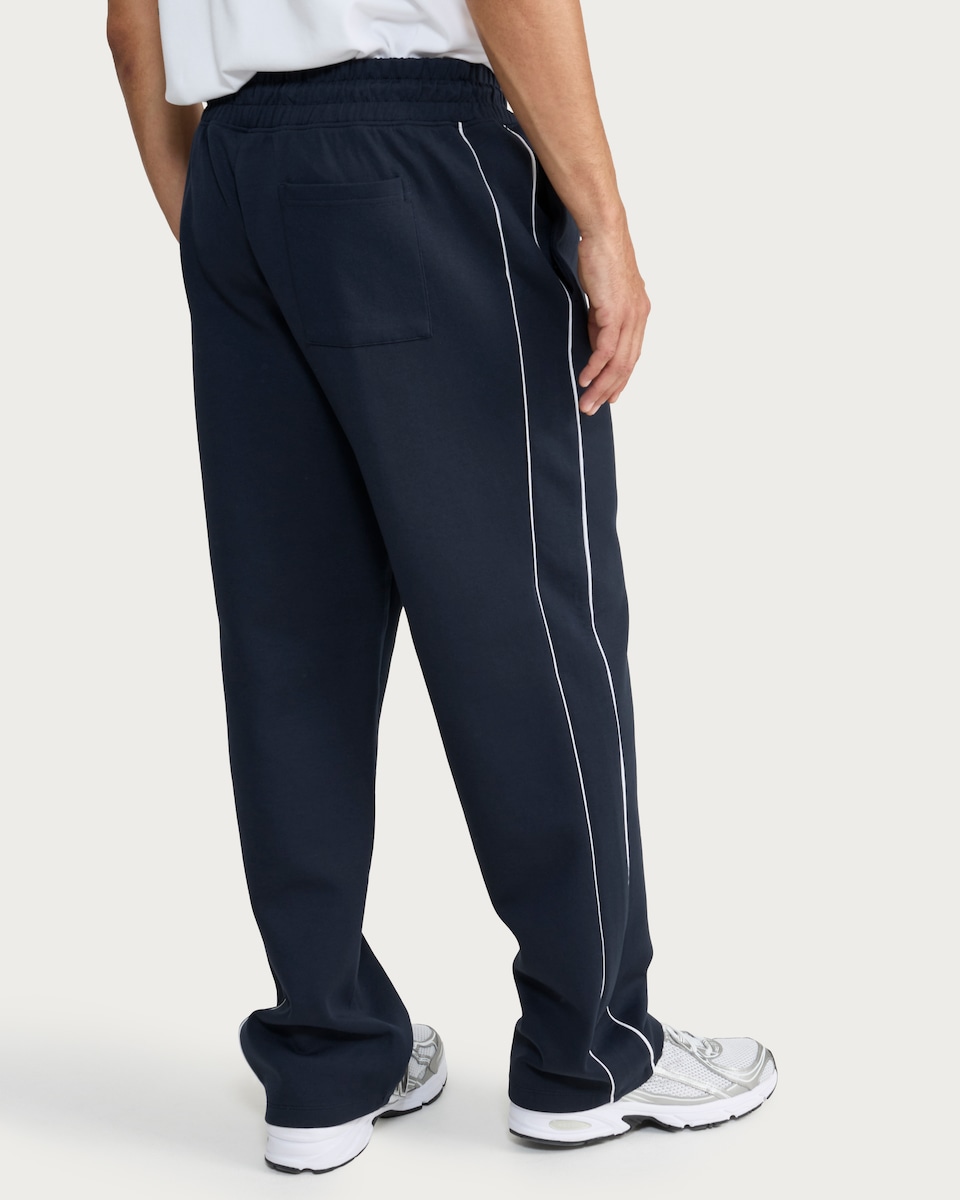 image 1 of F&F Cotton Rich Regular Fit Contrast Piping Joggers in Navy
