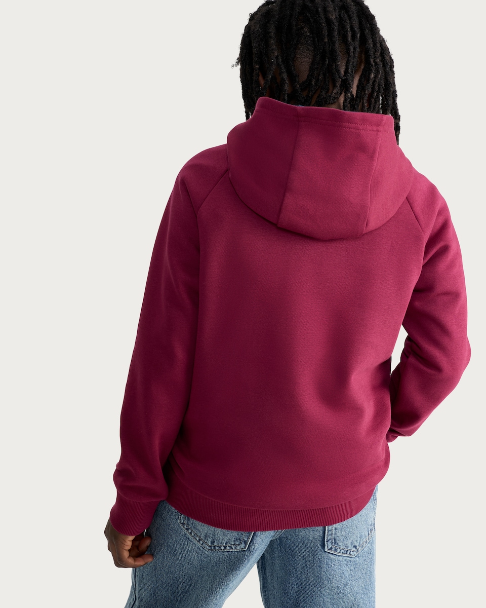 image 1 of FC Barcelona Logo Cotton Rich Hoodie in Burgundy