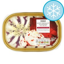 Tesco White Chocolate And Raspberry Ice Cream 900Ml
