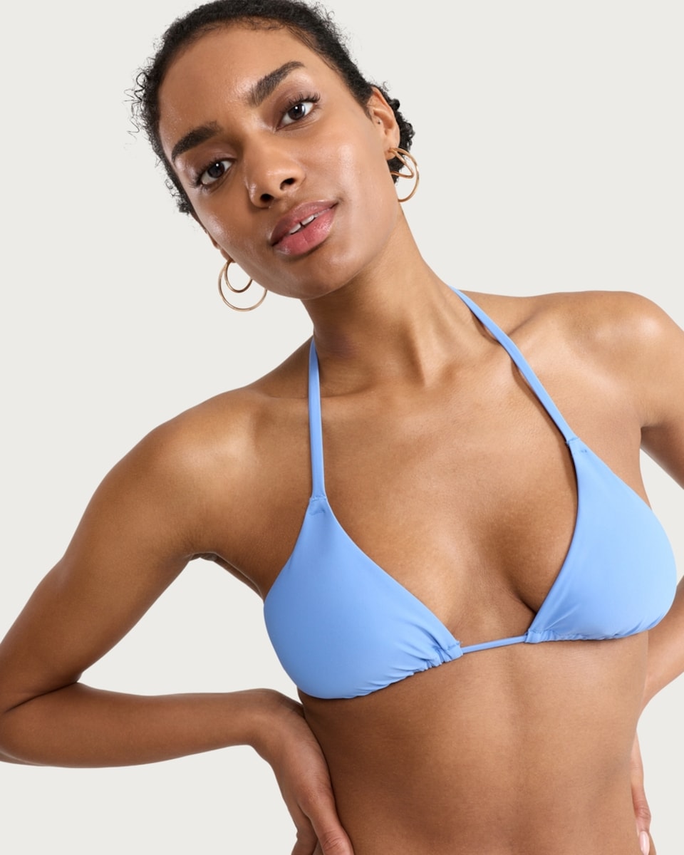 image 1 of F&F Triangle Halter Neck Bikini Top in Blue