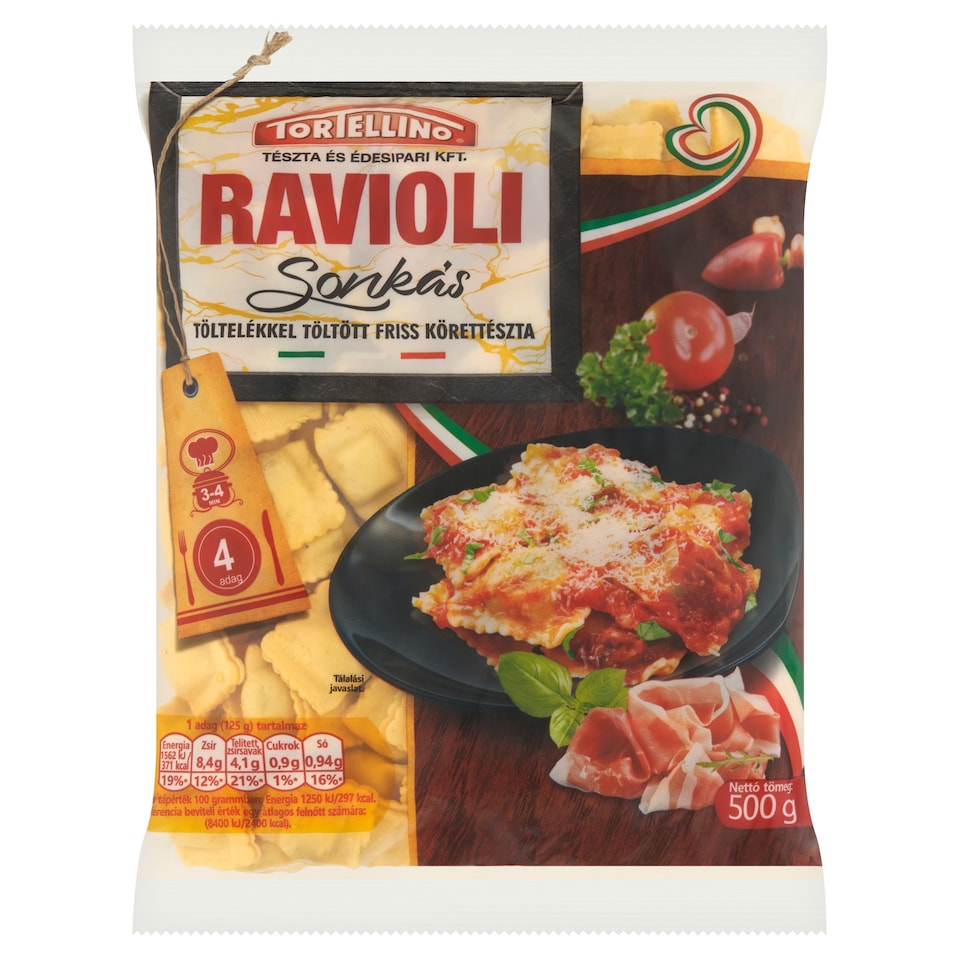 Tortellino Ravioli sonkás töltelékkel töltött friss körettészta 500 g