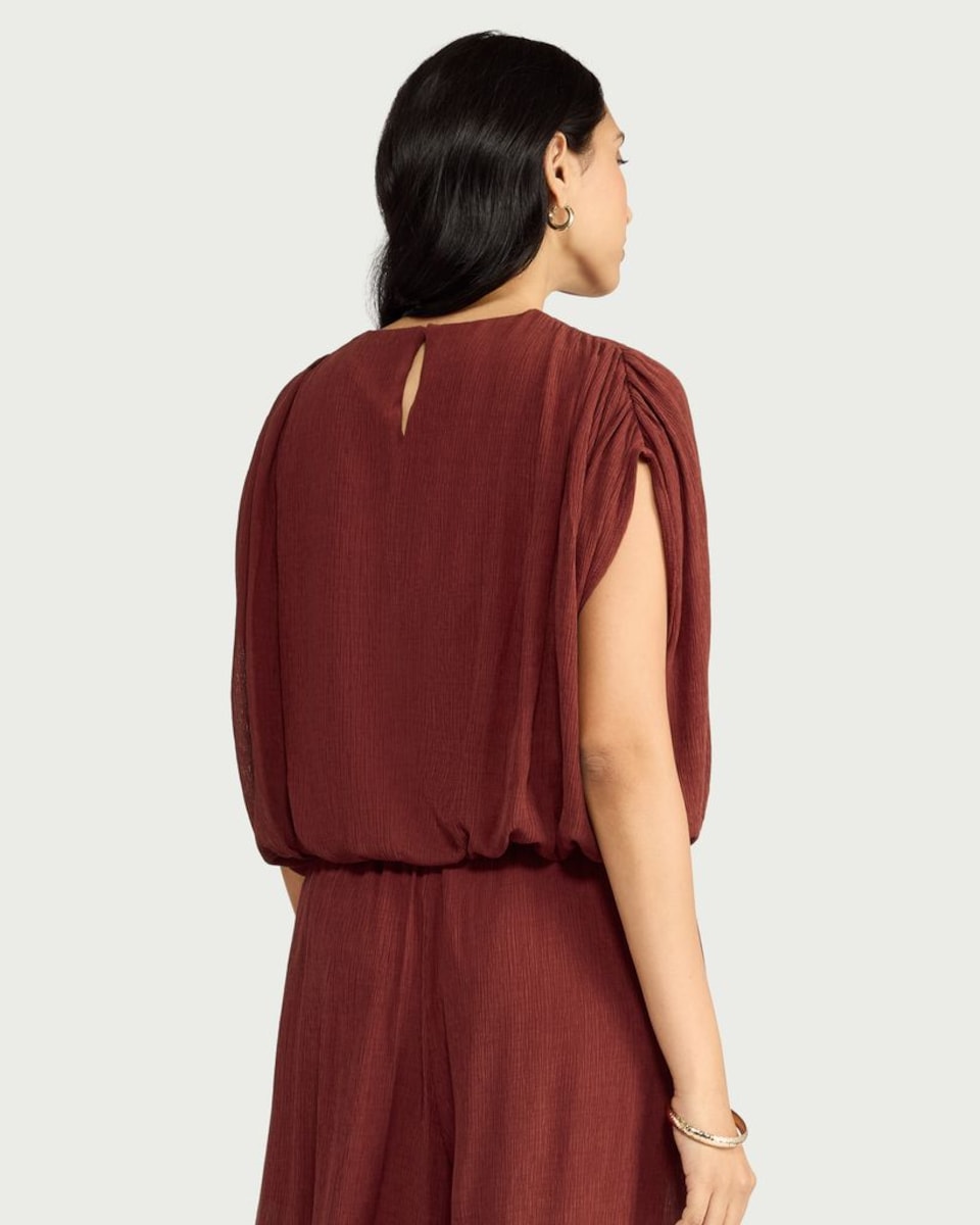 image 1 of F&F Textured Batwing Top in Red