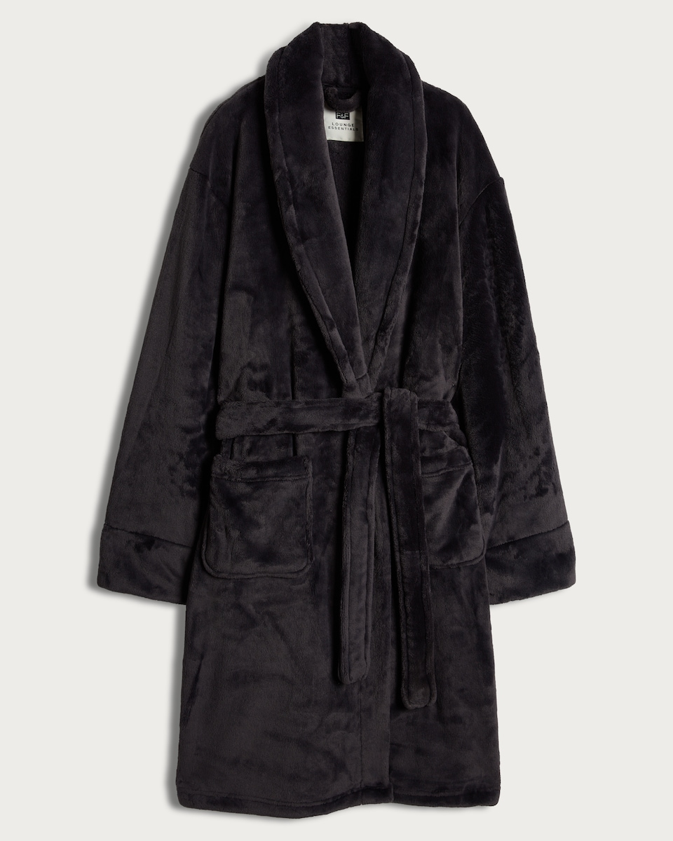 image 1 of F&F Fleece Shawl Collar Dressing Gown in Grey