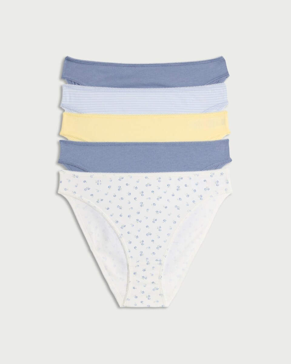 F&F 5-Pack Cotton Rich Printed High Leg Briefs in Multi
