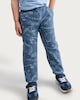 image 2 of F&F Boys Cotton Rich Dinosaur Print Cuffed Joggers in Blue