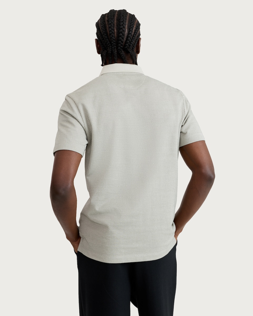 image 1 of F&F Pure Cotton Textured Short Sleeved Polo Shirt in Green